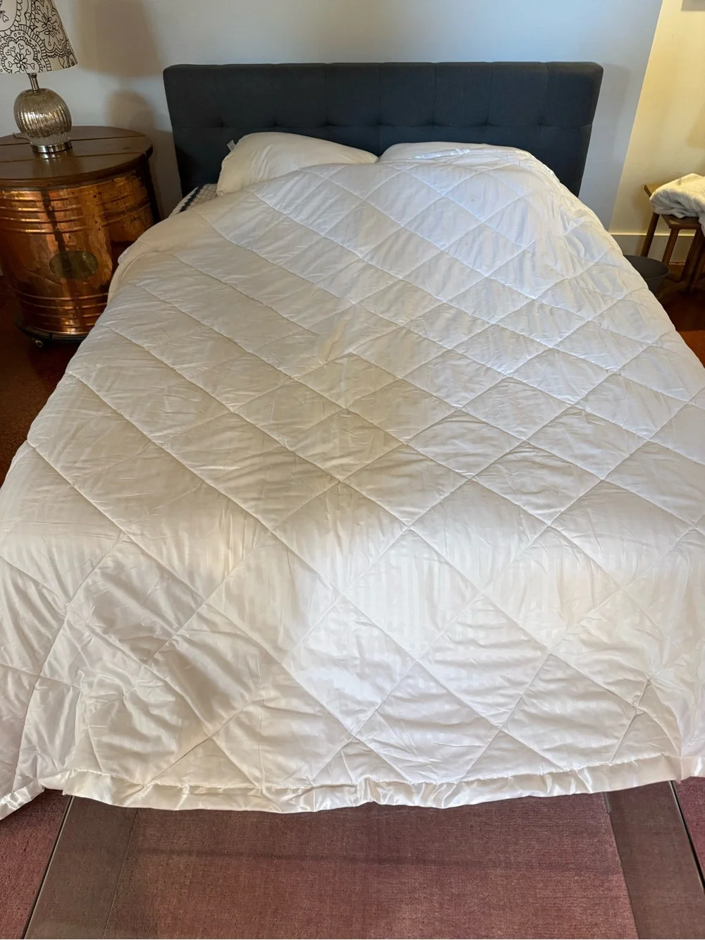 White Quilted Bed Comforter - down alternative